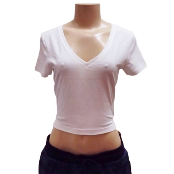 NWT Cropped T-Shirt Short Sleeve V-Neck - Wild Fable - S/M - Picture 6 of 8